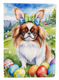 Japanese Chin Easter Egg Hunt House Flag 28x40 Porch Sleeve Pole Decorative Outside Yard Banner Artwork Wall Hanging, Polyester