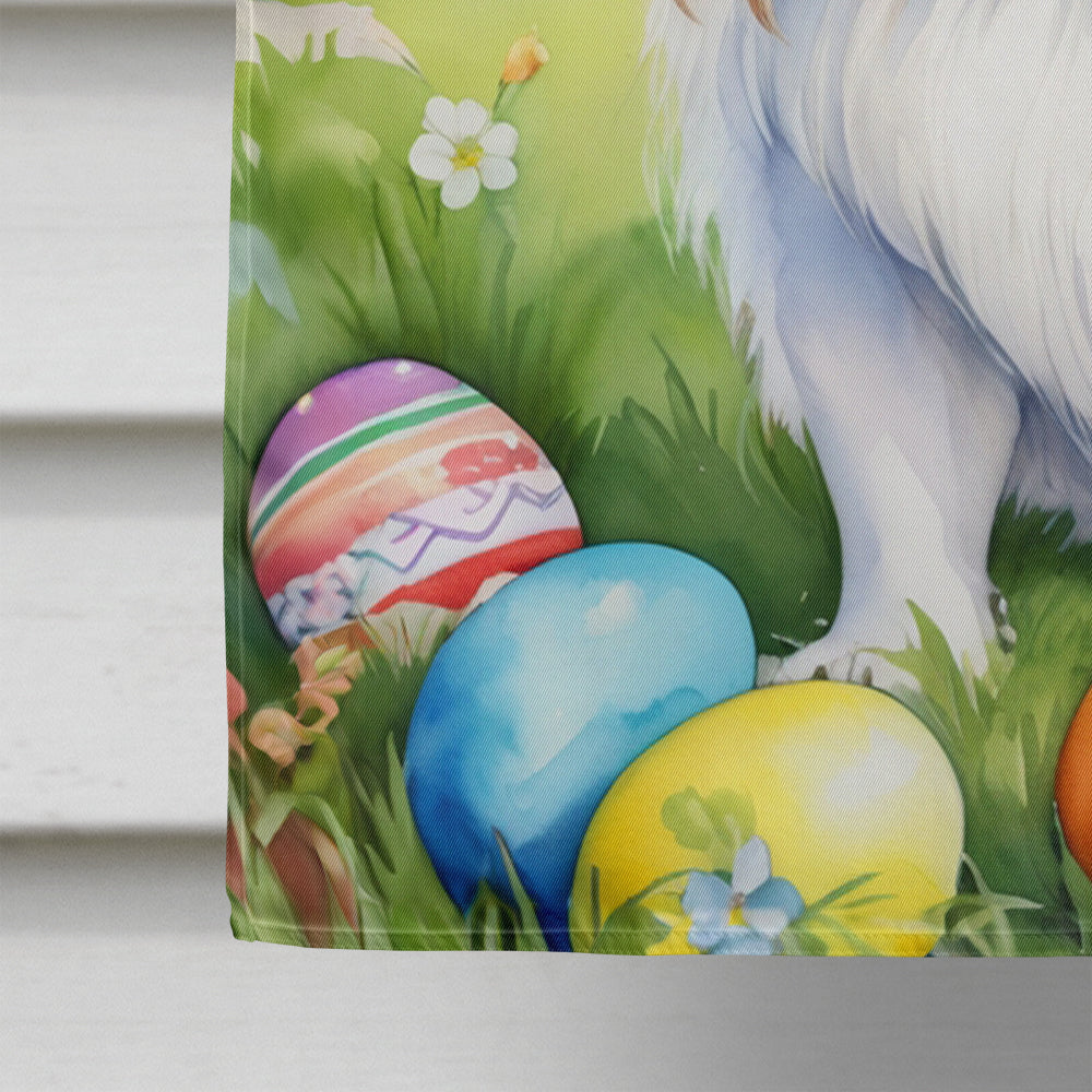 Japanese Chin Easter Egg Hunt House Flag 28x40 Porch Sleeve Pole Decorative Outside Yard Banner Artwork Wall Hanging, Polyester