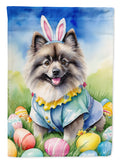 Keeshond Easter Egg Hunt House Flag 28x40 Porch Sleeve Pole Decorative Outside Yard Banner Artwork Wall Hanging, Polyester