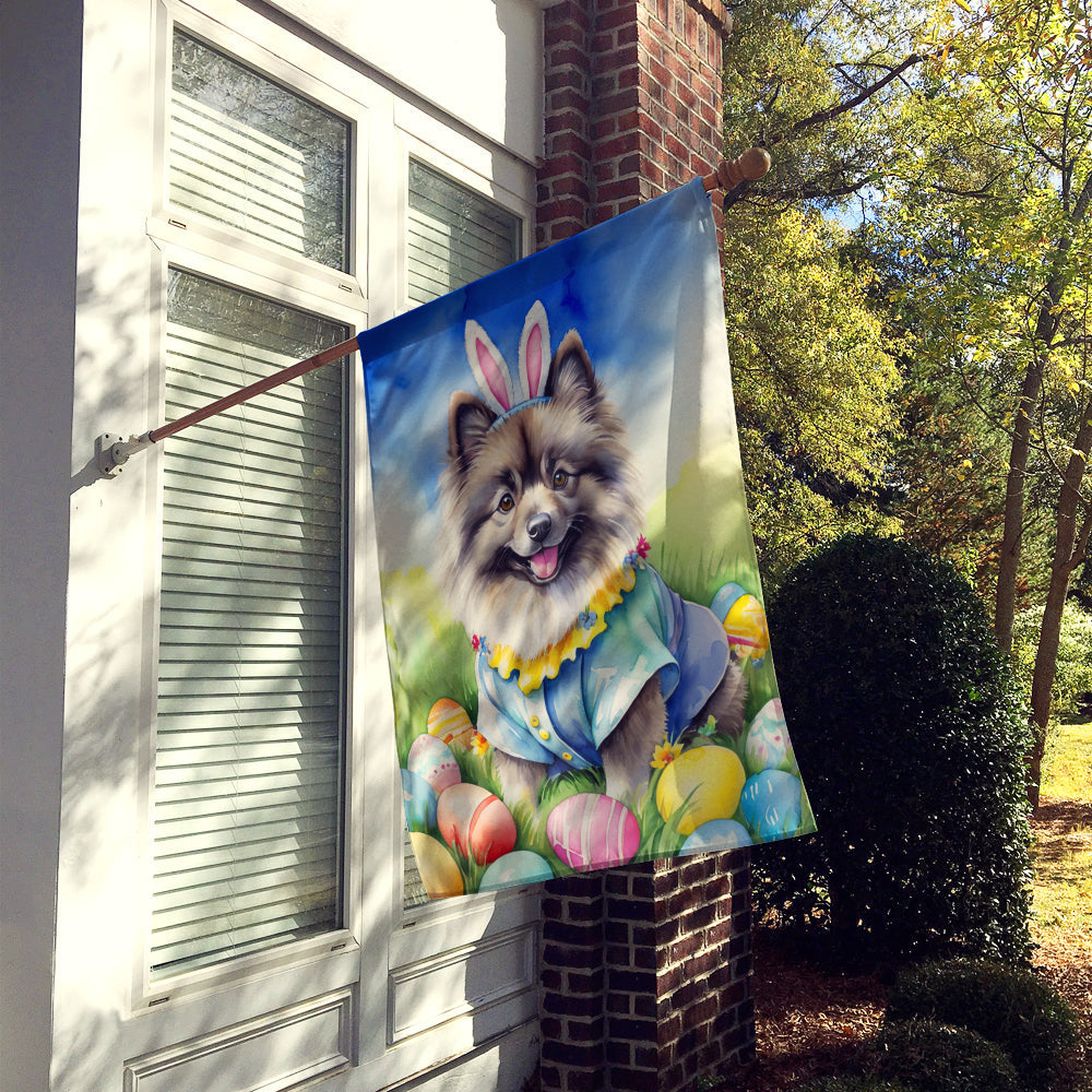 Keeshond Easter Egg Hunt House Flag 28x40 Porch Sleeve Pole Decorative Outside Yard Banner Artwork Wall Hanging, Polyester
