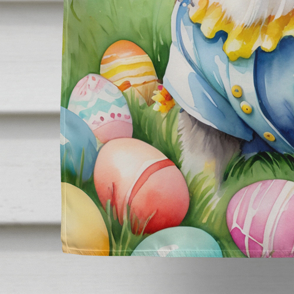Keeshond Easter Egg Hunt House Flag 28x40 Porch Sleeve Pole Decorative Outside Yard Banner Artwork Wall Hanging, Polyester