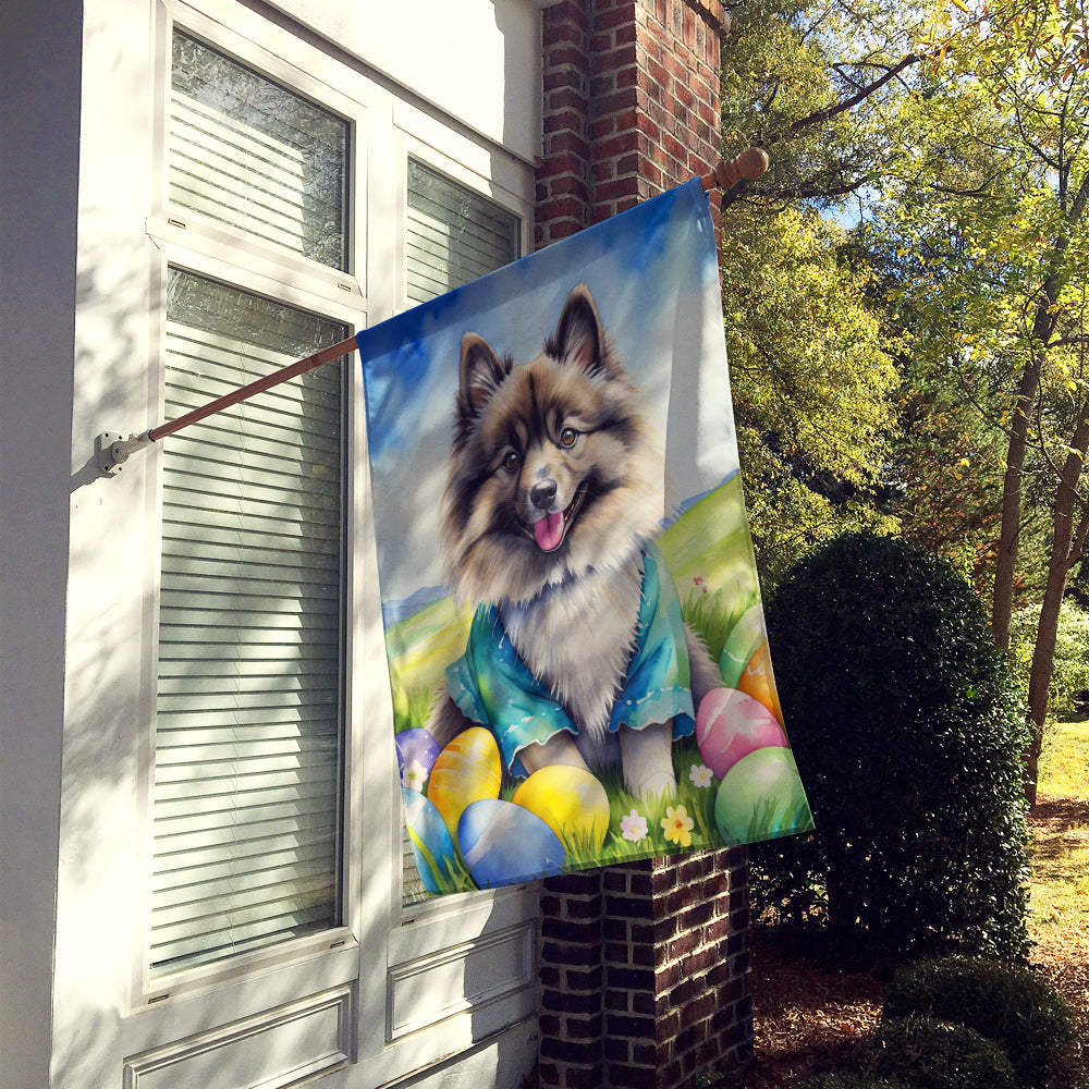 Keeshond Easter Egg Hunt House Flag 28x40 Porch Sleeve Pole Decorative Outside Yard Banner Artwork Wall Hanging, Polyester