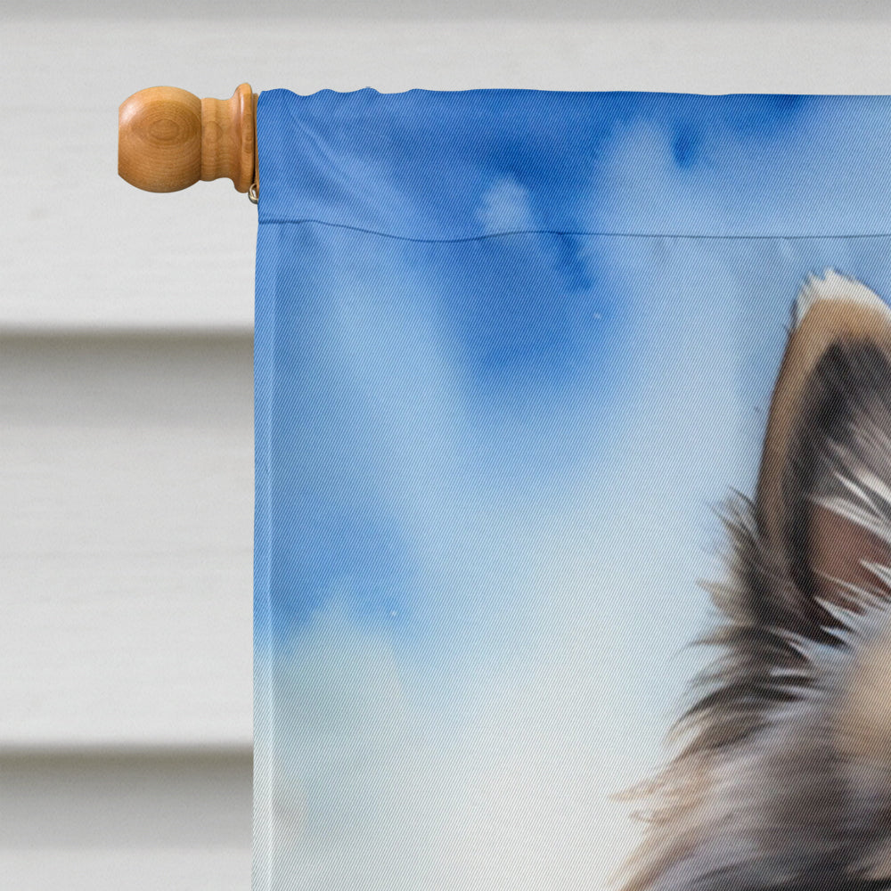 Keeshond Easter Egg Hunt House Flag 28x40 Porch Sleeve Pole Decorative Outside Yard Banner Artwork Wall Hanging, Polyester