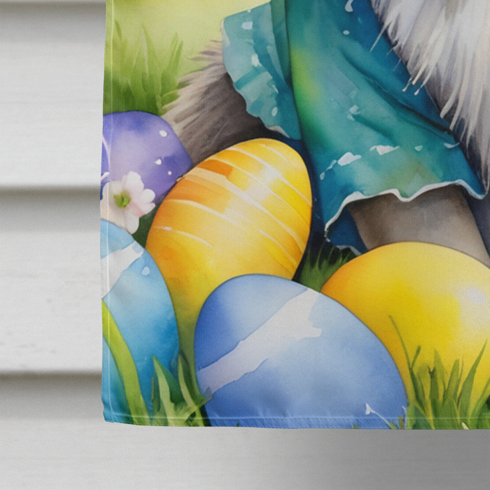Keeshond Easter Egg Hunt House Flag 28x40 Porch Sleeve Pole Decorative Outside Yard Banner Artwork Wall Hanging, Polyester