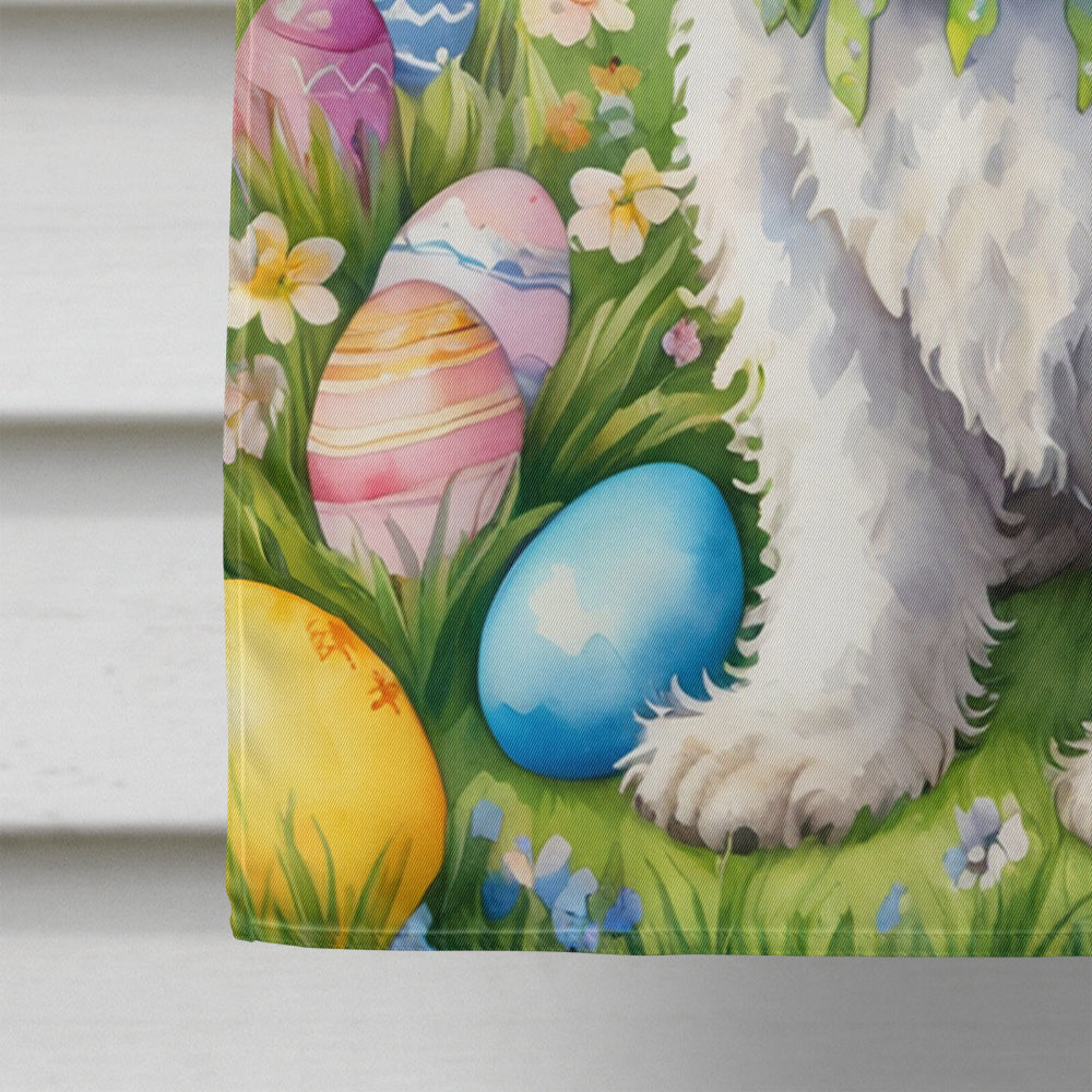 Komondor Easter Egg Hunt House Flag 28x40 Porch Sleeve Pole Decorative Outside Yard Banner Artwork Wall Hanging, Polyester