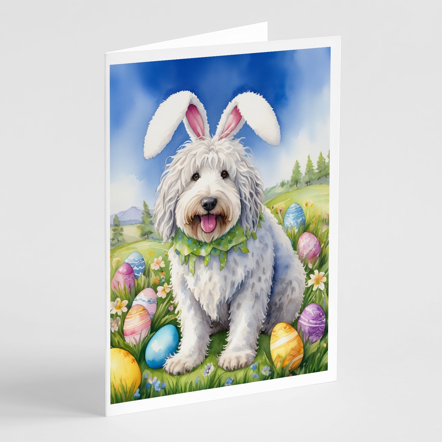 Komondor Easter Egg Hunt Greeting Cards Pack of 8 Blank Cards with Envelopes Whimsical A7 Size 5x7
