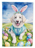 Kuvasz Easter Egg Hunt House Flag 28x40 Porch Sleeve Pole Decorative Outside Yard Banner Artwork Wall Hanging, Polyester