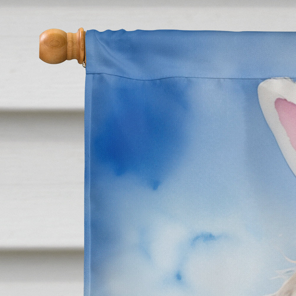 Kuvasz Easter Egg Hunt House Flag 28x40 Porch Sleeve Pole Decorative Outside Yard Banner Artwork Wall Hanging, Polyester