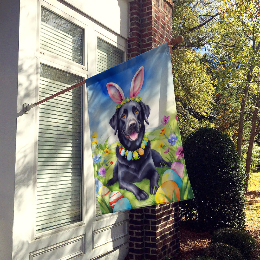 Black Labrador Retriever Easter Egg Hunt House Flag 28x40 Porch Sleeve Pole Decorative Outside Yard Banner Artwork Wall Hanging, Polyester