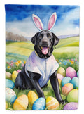 Black Labrador Retriever Easter Egg Hunt House Flag 28x40 Porch Sleeve Pole Decorative Outside Yard Banner Artwork Wall Hanging, Polyester