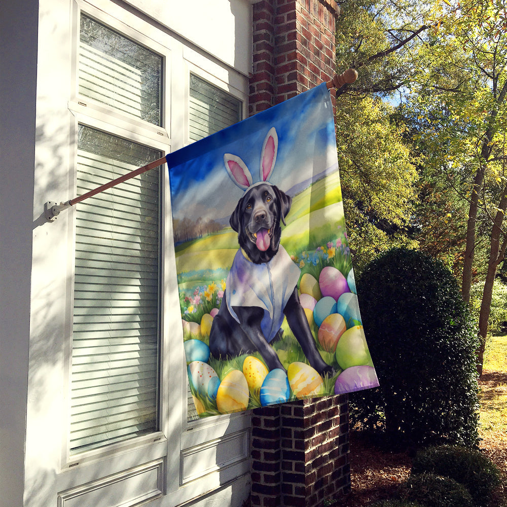Black Labrador Retriever Easter Egg Hunt House Flag 28x40 Porch Sleeve Pole Decorative Outside Yard Banner Artwork Wall Hanging, Polyester