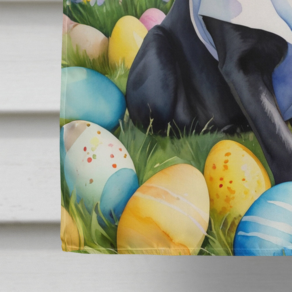 Black Labrador Retriever Easter Egg Hunt House Flag 28x40 Porch Sleeve Pole Decorative Outside Yard Banner Artwork Wall Hanging, Polyester