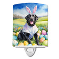 Black Labrador Retriever Easter Egg Hunt Ceramic Night Light Compact, UL-Certified, Ideal for Bedroom, Bathroom, Nursery, Hallway, Kitchen, 6x4x3, Multicolor