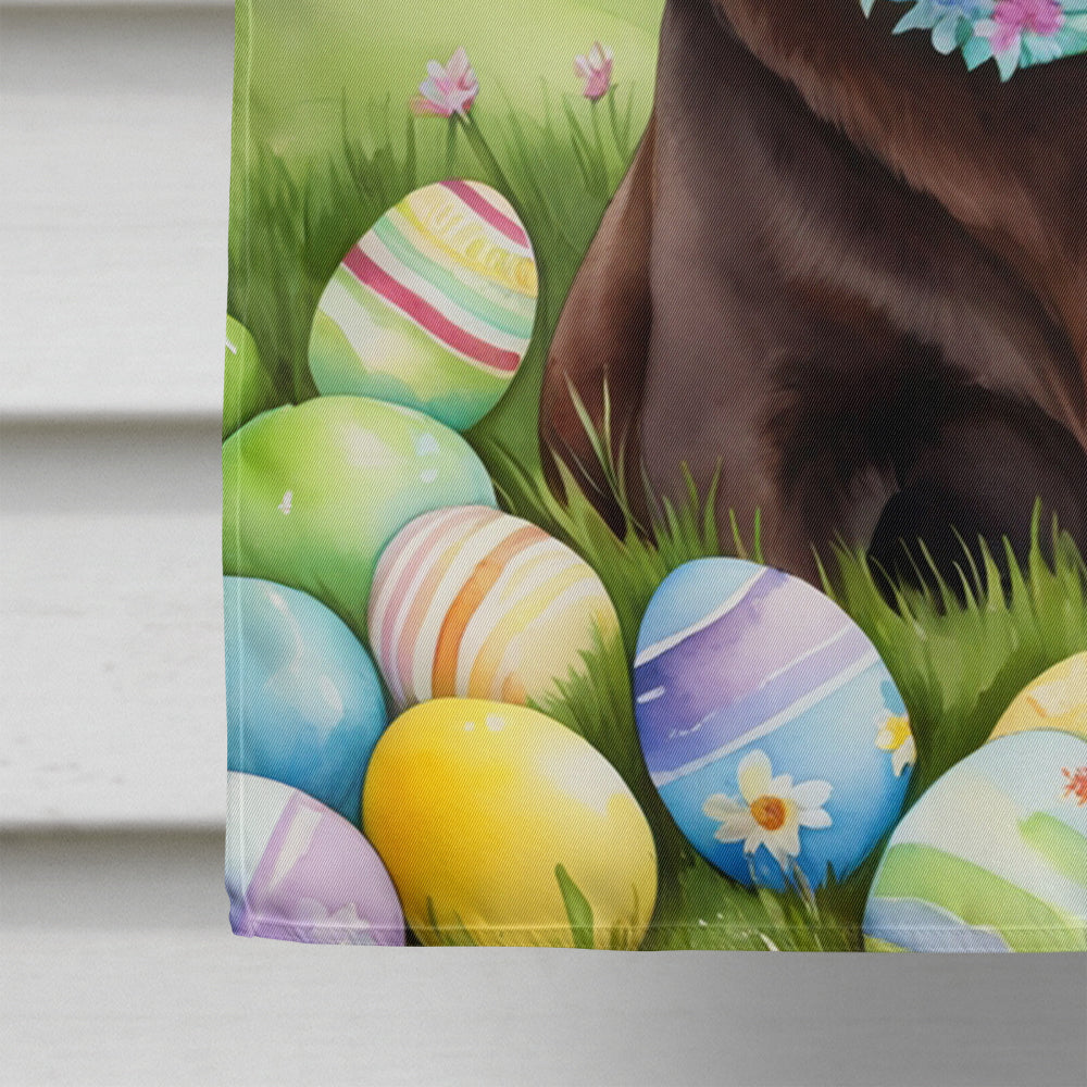 Chocolate Labrador Retriever Easter Egg Hunt House Flag 28x40 Porch Sleeve Pole Decorative Outside Yard Banner Artwork Wall Hanging, Polyester