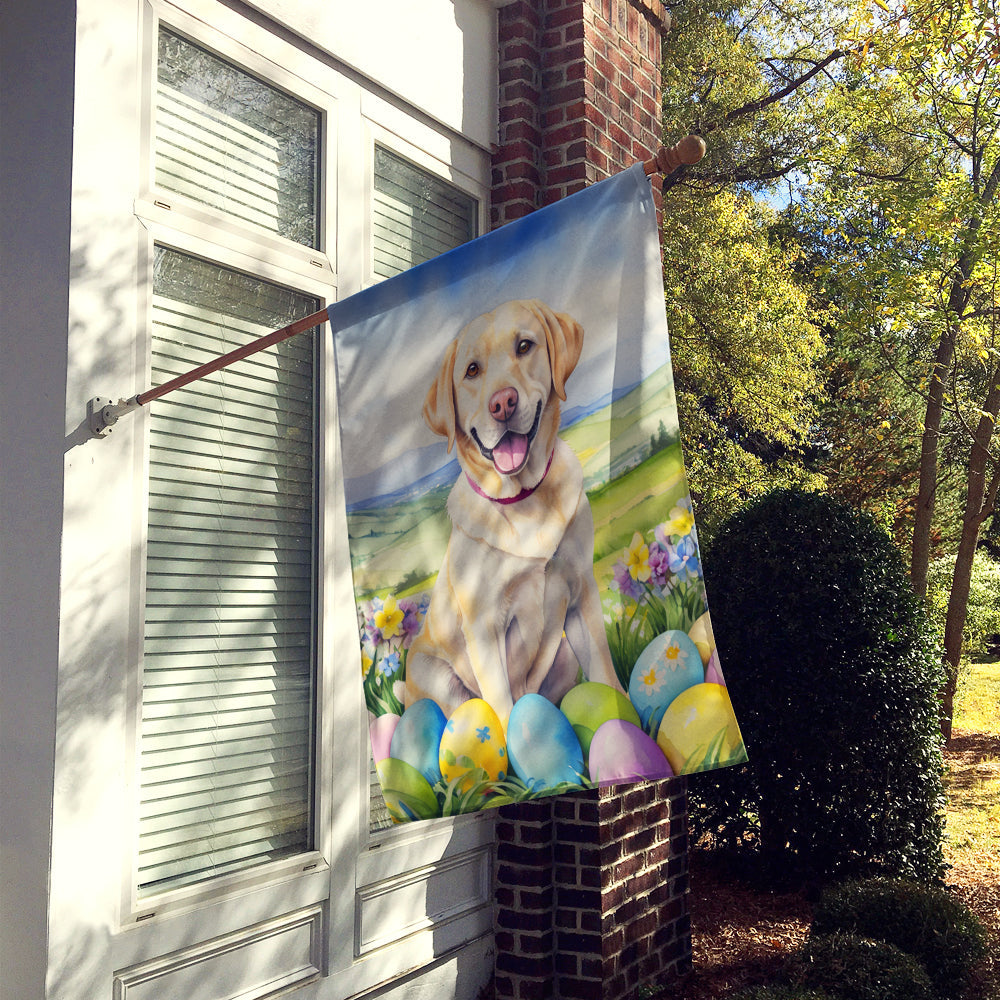 Yellow Labrador Retriever Easter Egg Hunt House Flag 28x40 Porch Sleeve Pole Decorative Outside Yard Banner Artwork Wall Hanging, Polyester