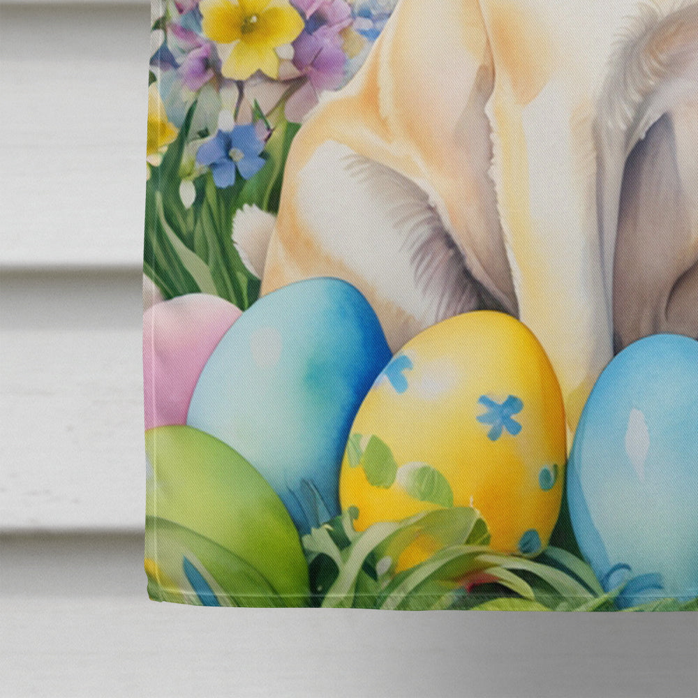 Yellow Labrador Retriever Easter Egg Hunt House Flag 28x40 Porch Sleeve Pole Decorative Outside Yard Banner Artwork Wall Hanging, Polyester