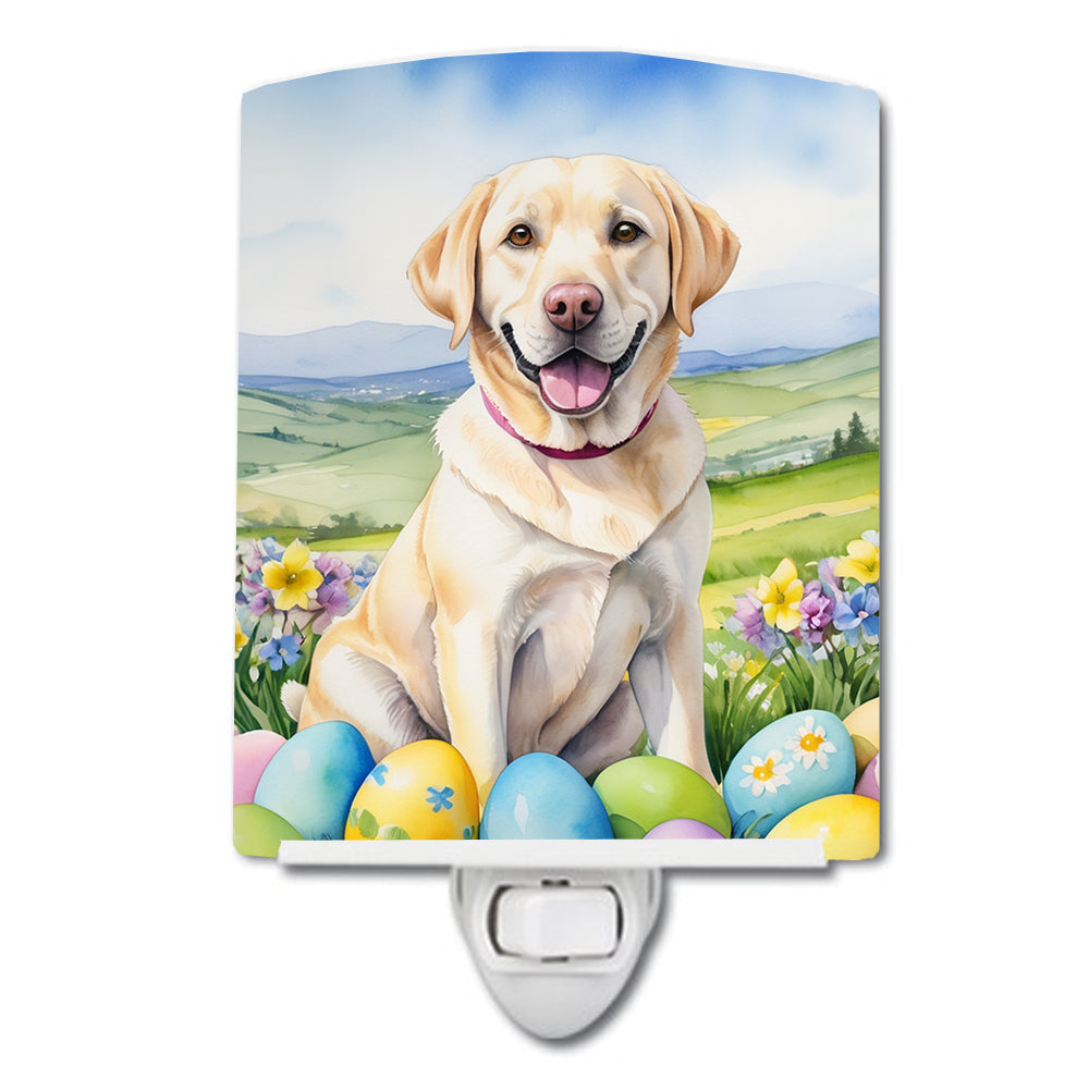 Yellow Labrador Retriever Easter Egg Hunt Ceramic Night Light Compact, UL-Certified, Ideal for Bedroom, Bathroom, Nursery, Hallway, Kitchen, 6x4x3, Multicolor