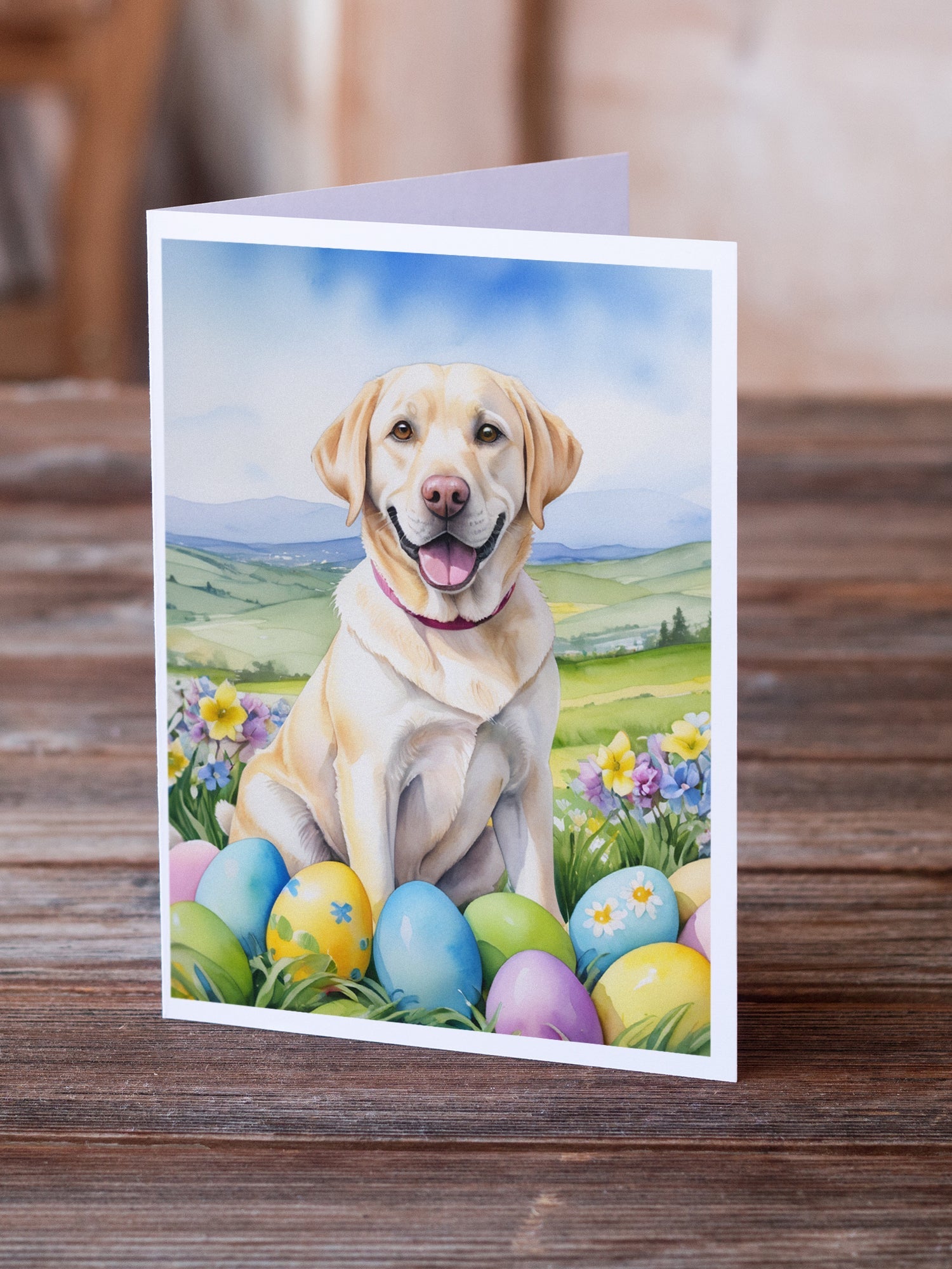 Yellow Labrador Retriever Easter Egg Hunt Greeting Cards Pack of 8 Blank Cards with Envelopes Whimsical A7 Size 5x7