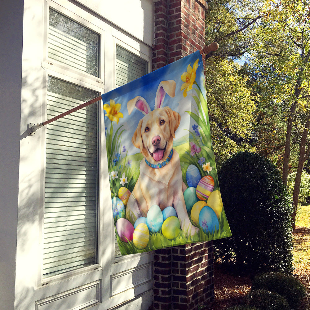 Yellow Labrador Retriever Easter Egg Hunt House Flag 28x40 Porch Sleeve Pole Decorative Outside Yard Banner Artwork Wall Hanging, Polyester