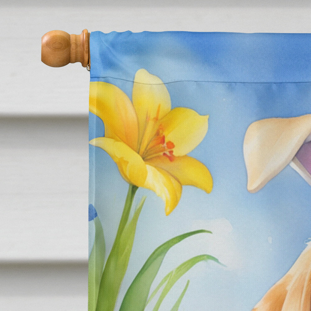 Yellow Labrador Retriever Easter Egg Hunt House Flag 28x40 Porch Sleeve Pole Decorative Outside Yard Banner Artwork Wall Hanging, Polyester