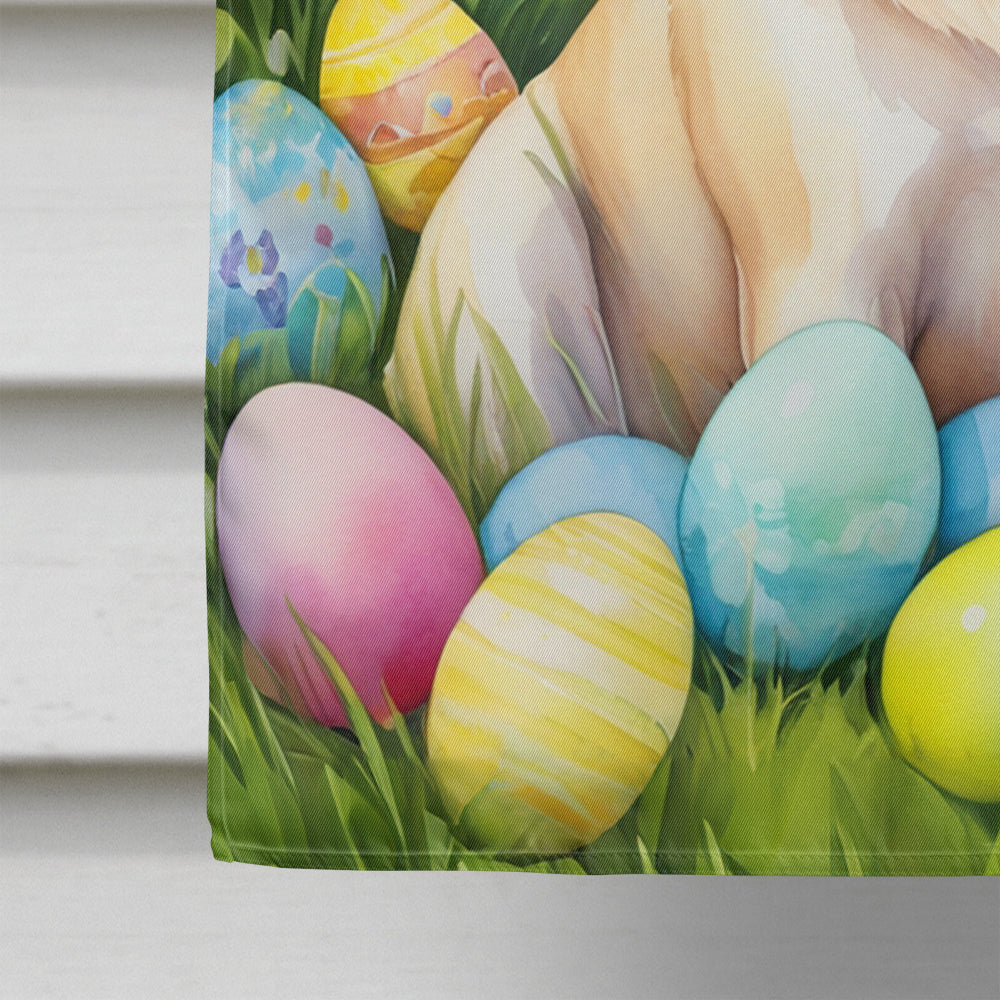 Yellow Labrador Retriever Easter Egg Hunt House Flag 28x40 Porch Sleeve Pole Decorative Outside Yard Banner Artwork Wall Hanging, Polyester