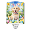 Yellow Labrador Retriever Easter Egg Hunt Ceramic Night Light Compact, UL-Certified, Ideal for Bedroom, Bathroom, Nursery, Hallway, Kitchen, 6x4x3, Multicolor
