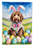 Labradoodle Easter Egg Hunt House Flag 28x40 Porch Sleeve Pole Decorative Outside Yard Banner Artwork Wall Hanging, Polyester
