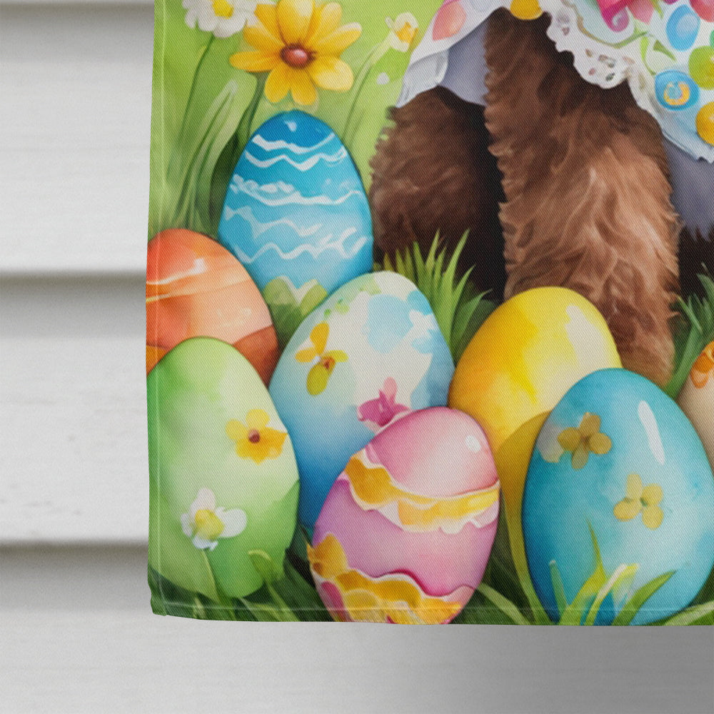Labradoodle Easter Egg Hunt House Flag 28x40 Porch Sleeve Pole Decorative Outside Yard Banner Artwork Wall Hanging, Polyester