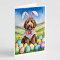 Labradoodle Easter Egg Hunt Greeting Cards Pack of 8 Blank Cards with Envelopes Whimsical A7 Size 5x7