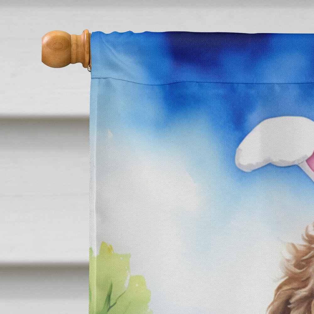Labradoodle Easter Egg Hunt House Flag 28x40 Porch Sleeve Pole Decorative Outside Yard Banner Artwork Wall Hanging, Polyester