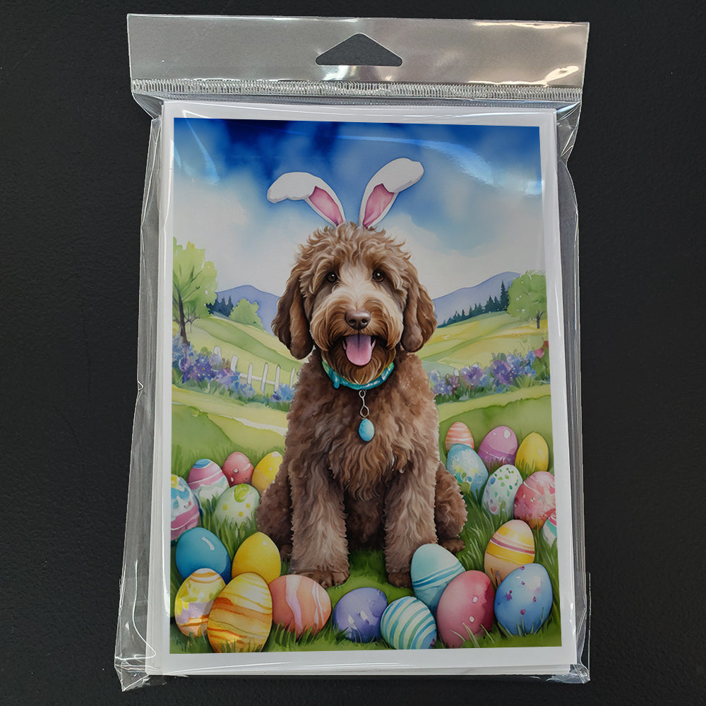 Labradoodle Easter Egg Hunt Greeting Cards Pack of 8 Blank Cards with Envelopes Whimsical A7 Size 5x7