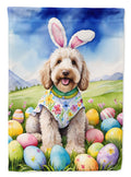 Labradoodle Easter Egg Hunt House Flag 28x40 Porch Sleeve Pole Decorative Outside Yard Banner Artwork Wall Hanging, Polyester