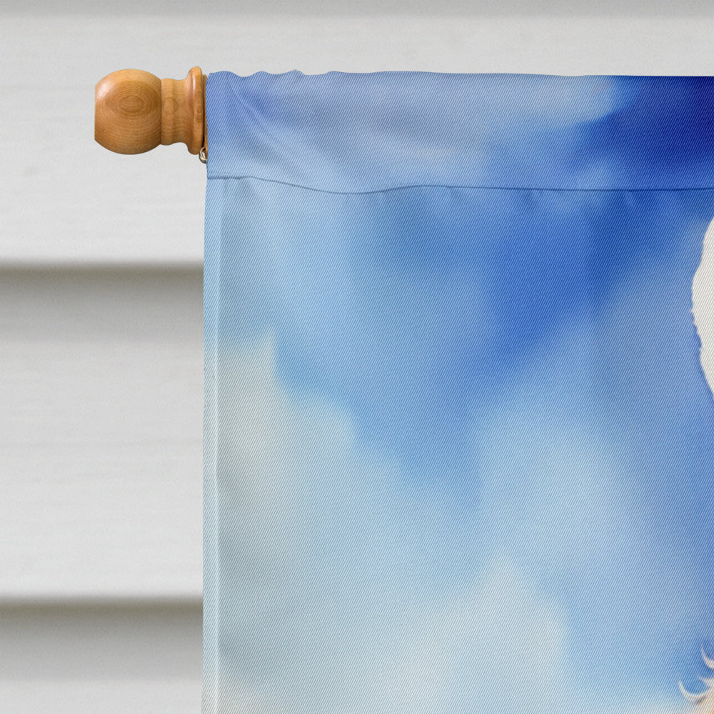 Labradoodle Easter Egg Hunt House Flag 28x40 Porch Sleeve Pole Decorative Outside Yard Banner Artwork Wall Hanging, Polyester