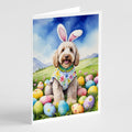 Labradoodle Easter Egg Hunt Greeting Cards Pack of 8 Blank Cards with Envelopes Whimsical A7 Size 5x7