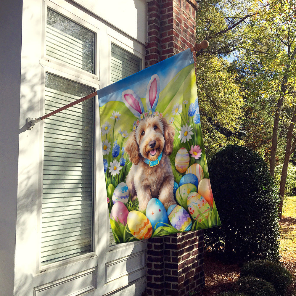 Labradoodle Easter Egg Hunt House Flag 28x40 Porch Sleeve Pole Decorative Outside Yard Banner Artwork Wall Hanging, Polyester
