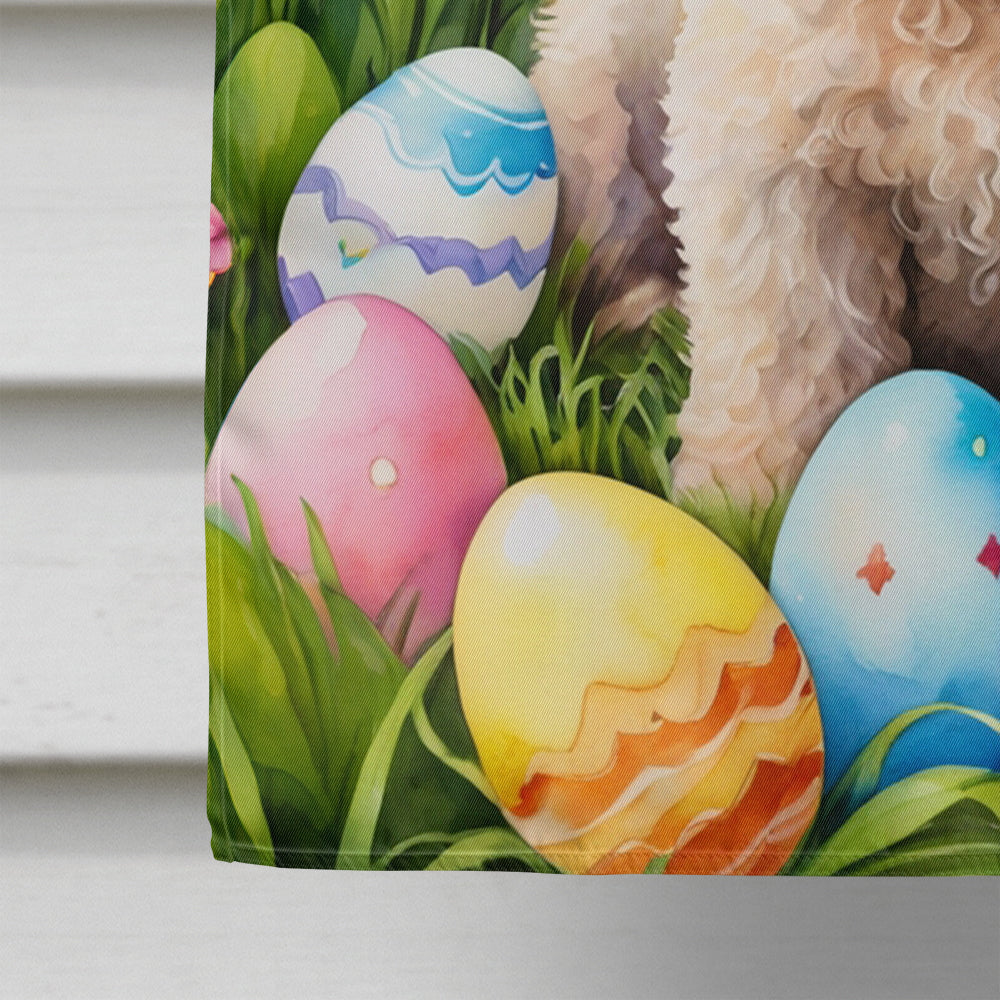 Labradoodle Easter Egg Hunt House Flag 28x40 Porch Sleeve Pole Decorative Outside Yard Banner Artwork Wall Hanging, Polyester