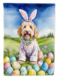 Labradoodle Easter Egg Hunt House Flag 28x40 Porch Sleeve Pole Decorative Outside Yard Banner Artwork Wall Hanging, Polyester