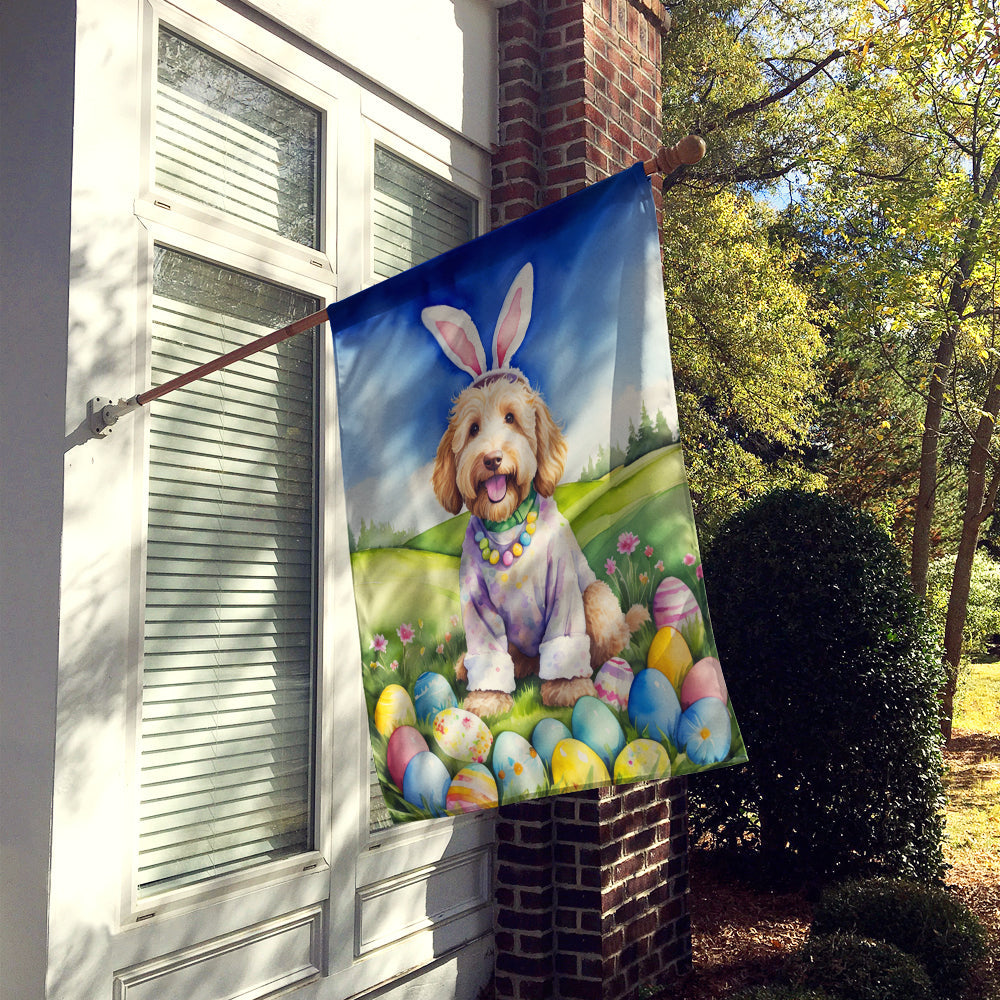 Labradoodle Easter Egg Hunt House Flag 28x40 Porch Sleeve Pole Decorative Outside Yard Banner Artwork Wall Hanging, Polyester