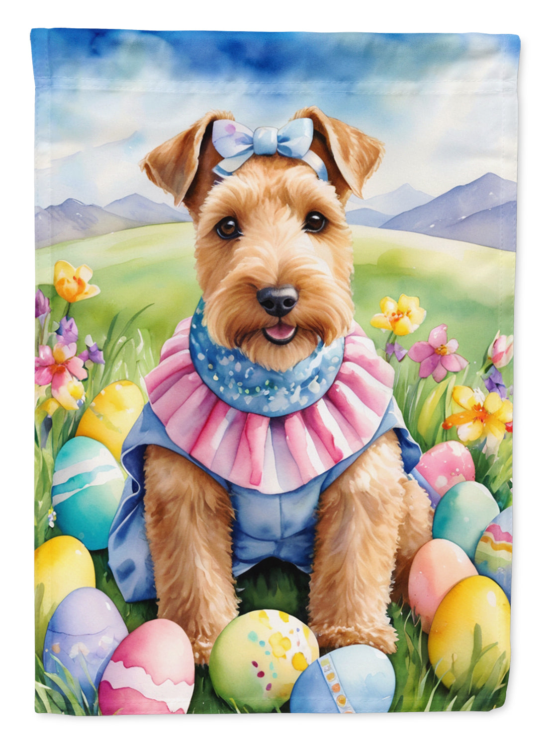 Lakeland Terrier Easter Egg Hunt House Flag 28x40 Porch Sleeve Pole Decorative Outside Yard Banner Artwork Wall Hanging, Polyester