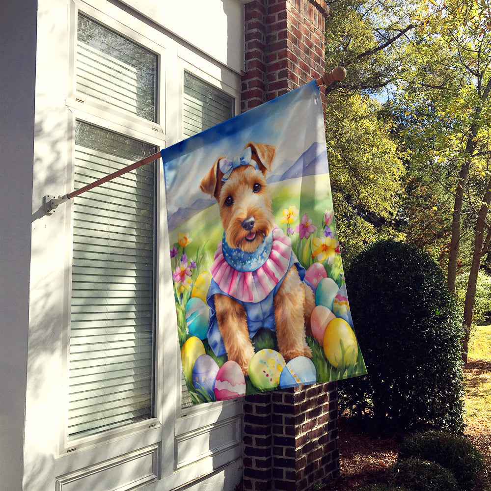 Lakeland Terrier Easter Egg Hunt House Flag 28x40 Porch Sleeve Pole Decorative Outside Yard Banner Artwork Wall Hanging, Polyester