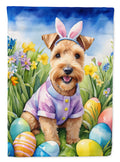 Lakeland Terrier Easter Egg Hunt House Flag 28x40 Porch Sleeve Pole Decorative Outside Yard Banner Artwork Wall Hanging, Polyester