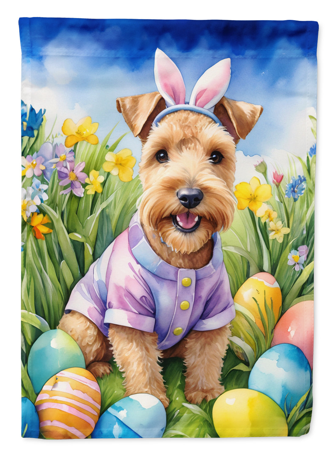 Lakeland Terrier Easter Egg Hunt House Flag 28x40 Porch Sleeve Pole Decorative Outside Yard Banner Artwork Wall Hanging, Polyester