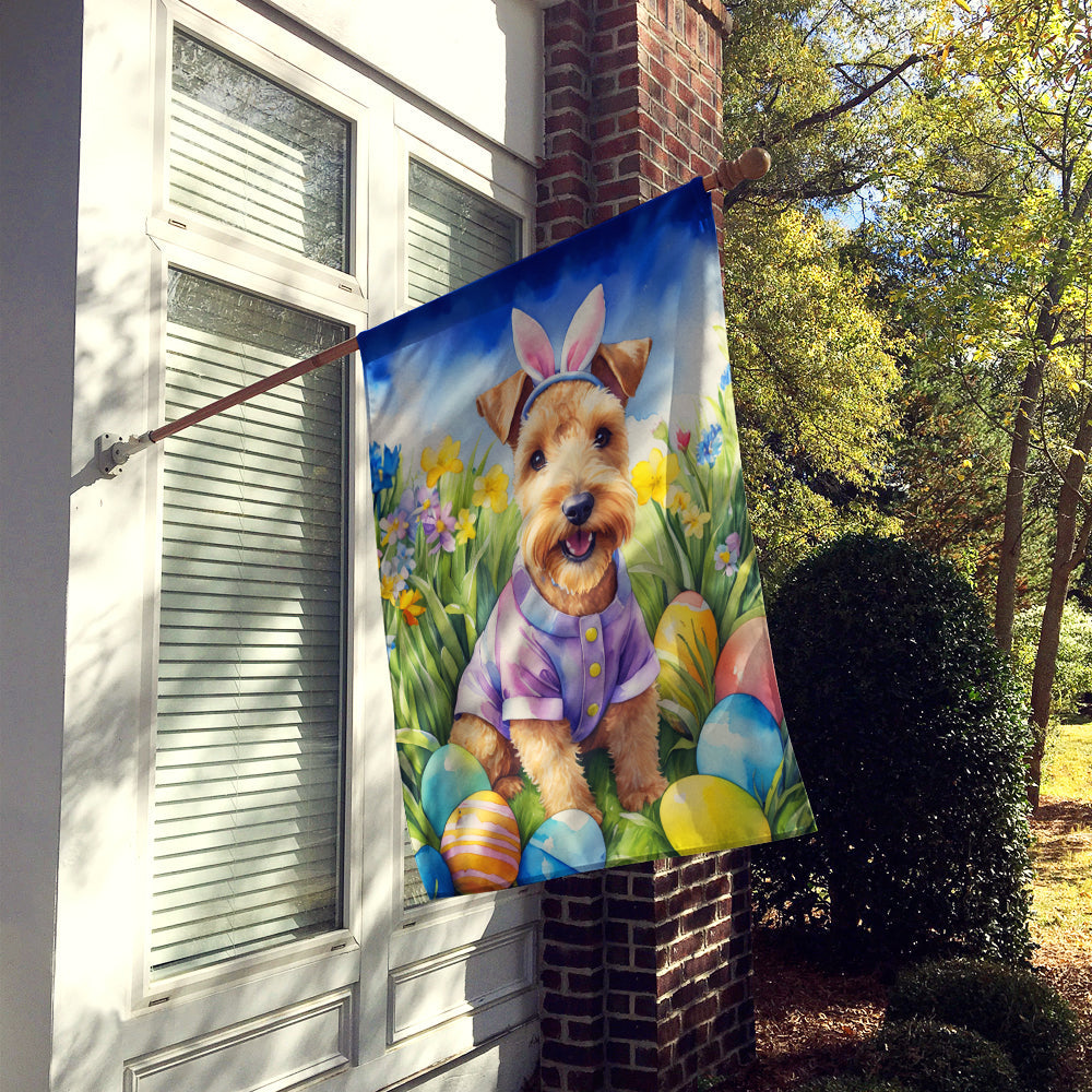 Lakeland Terrier Easter Egg Hunt House Flag 28x40 Porch Sleeve Pole Decorative Outside Yard Banner Artwork Wall Hanging, Polyester