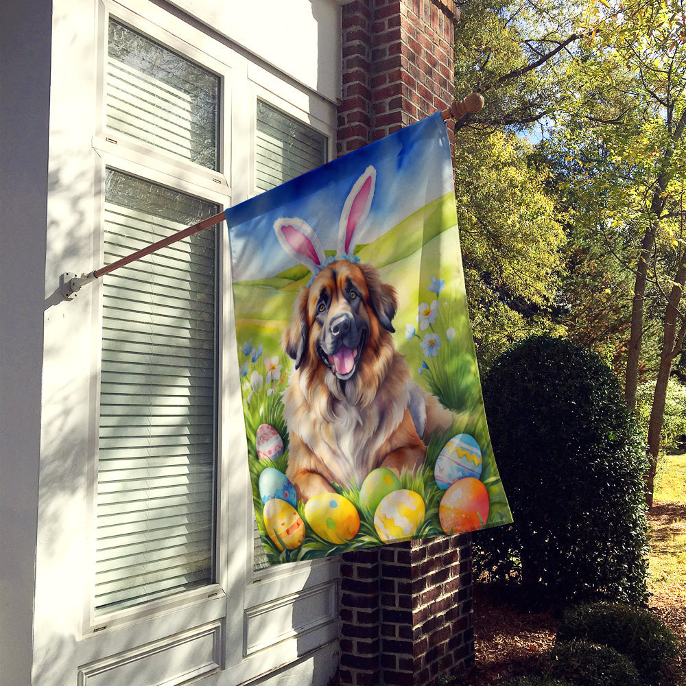 Leonberger Easter Egg Hunt House Flag 28x40 Porch Sleeve Pole Decorative Outside Yard Banner Artwork Wall Hanging, Polyester