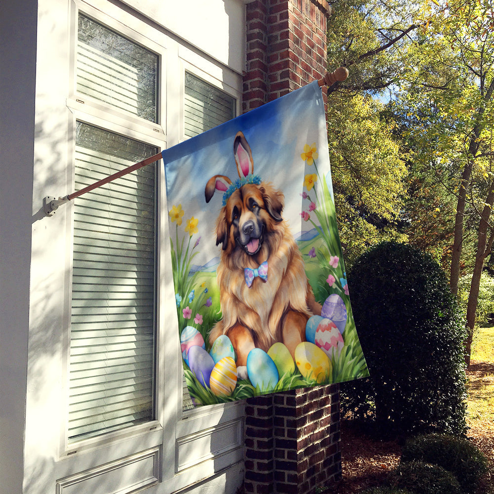 Leonberger Easter Egg Hunt House Flag 28x40 Porch Sleeve Pole Decorative Outside Yard Banner Artwork Wall Hanging, Polyester