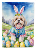 Lhasa Apso Easter Egg Hunt House Flag 28x40 Porch Sleeve Pole Decorative Outside Yard Banner Artwork Wall Hanging, Polyester