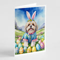 Lhasa Apso Easter Egg Hunt Greeting Cards Pack of 8 Blank Cards with Envelopes Whimsical A7 Size 5x7