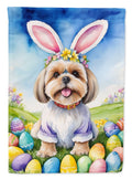 Lhasa Apso Easter Egg Hunt House Flag 28x40 Porch Sleeve Pole Decorative Outside Yard Banner Artwork Wall Hanging, Polyester