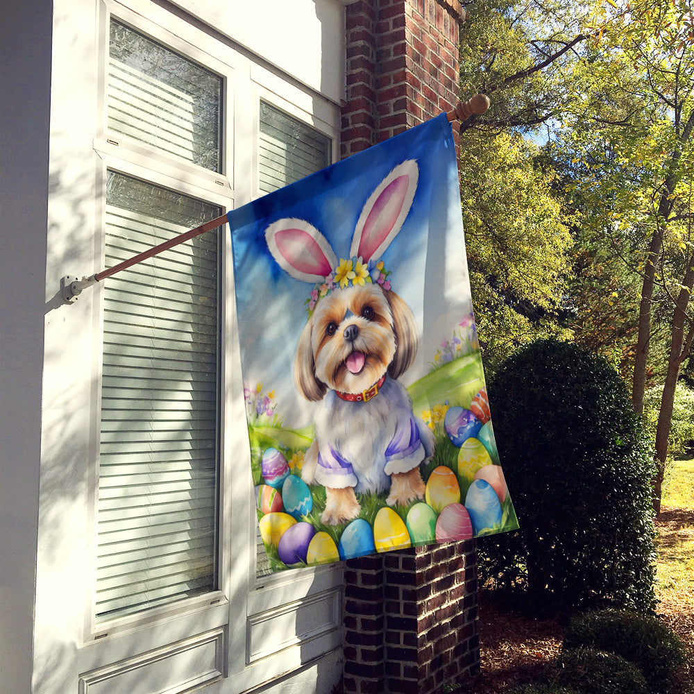 Lhasa Apso Easter Egg Hunt House Flag 28x40 Porch Sleeve Pole Decorative Outside Yard Banner Artwork Wall Hanging, Polyester