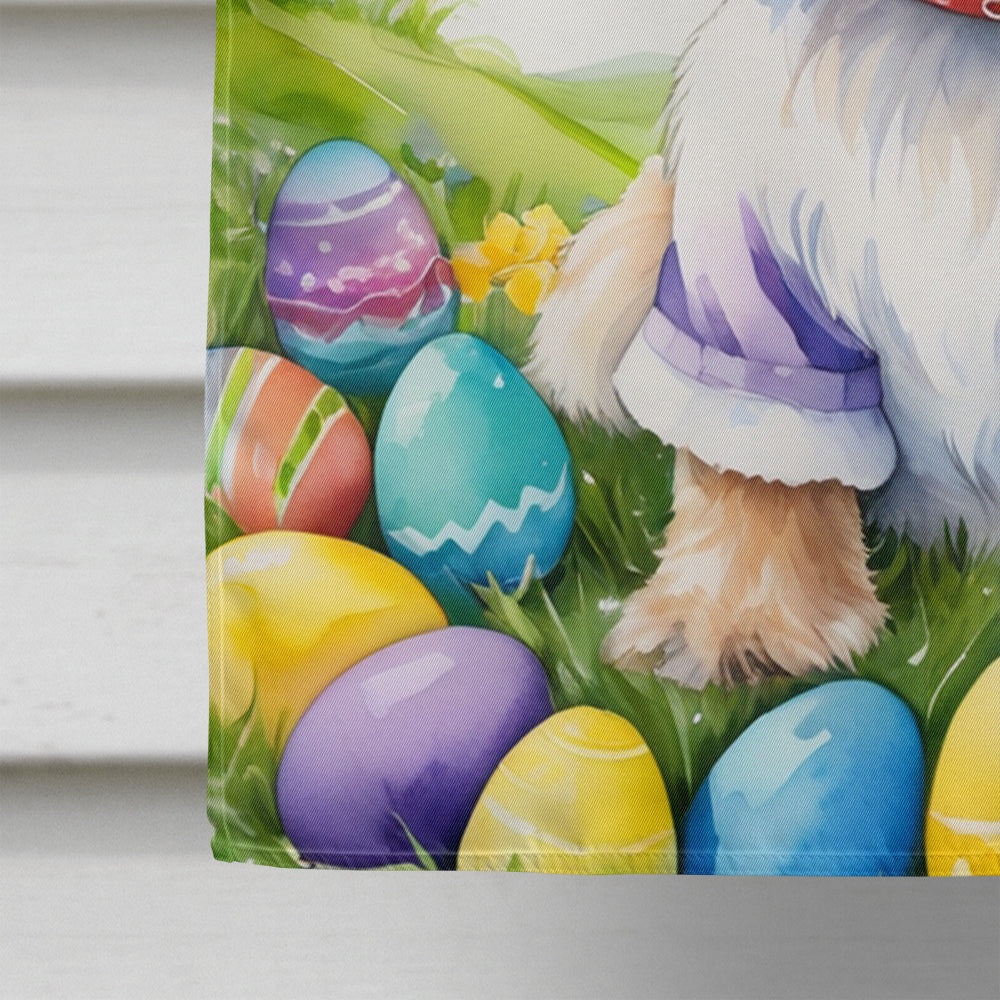 Lhasa Apso Easter Egg Hunt House Flag 28x40 Porch Sleeve Pole Decorative Outside Yard Banner Artwork Wall Hanging, Polyester
